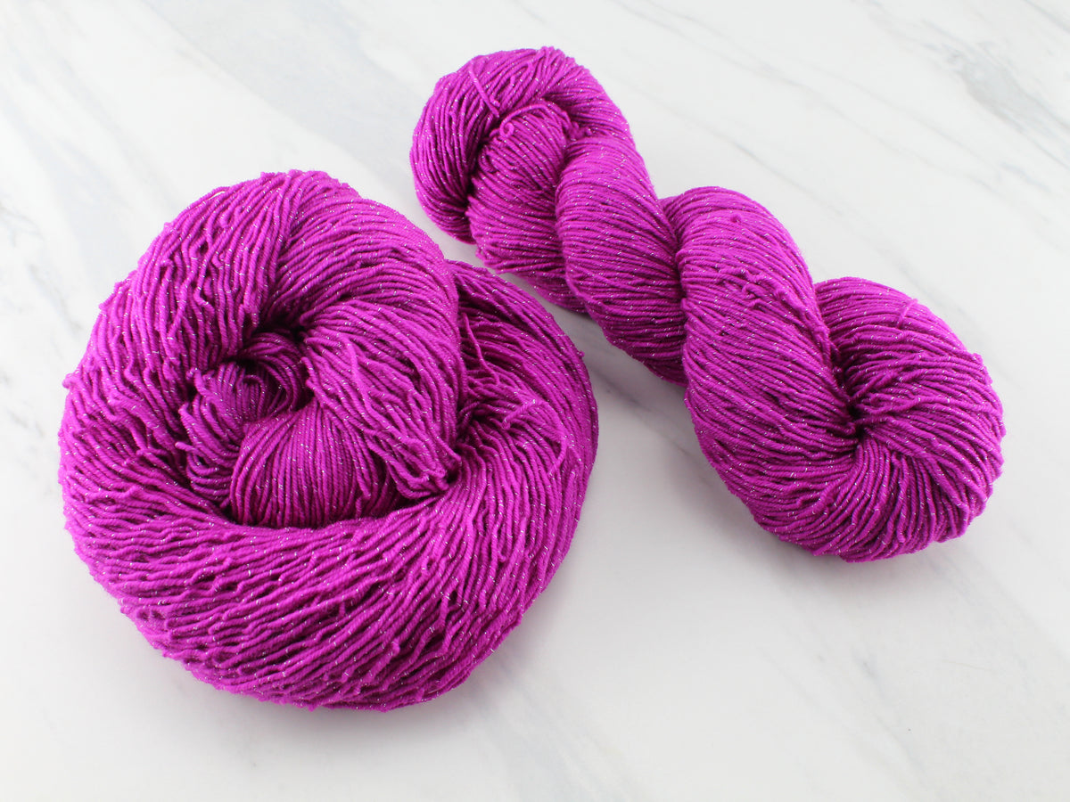 Hand Dyed Silk & Merino Worsted Yarn, Pink & Purple Butterfly Yarn