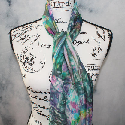 AFTER THE RAIN Hand-Dyed Silk Scarf - 11 x 60 inches - Purple Lamb