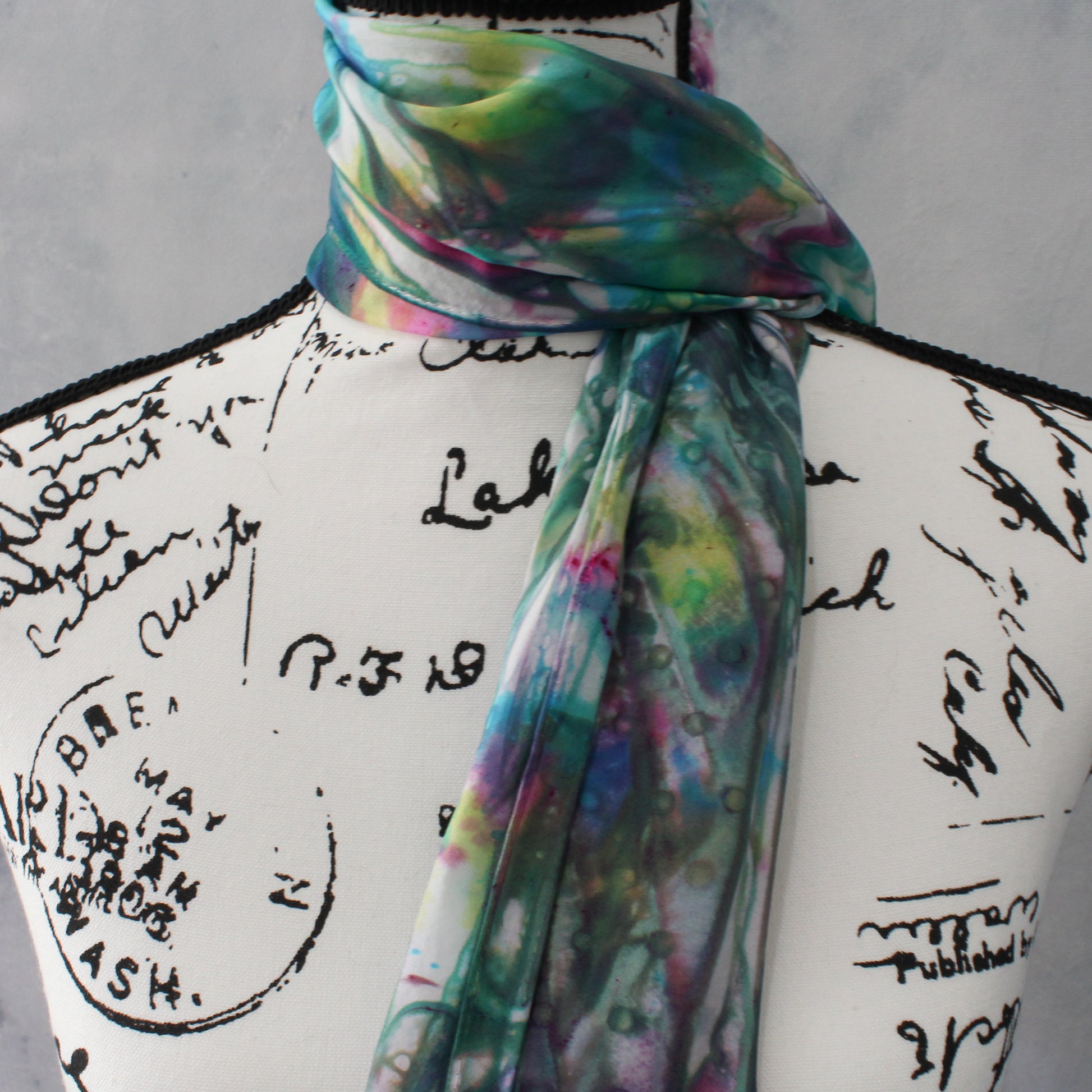 AFTER THE RAIN Hand-Dyed Silk Scarf - 11 x 60 inches - Purple Lamb