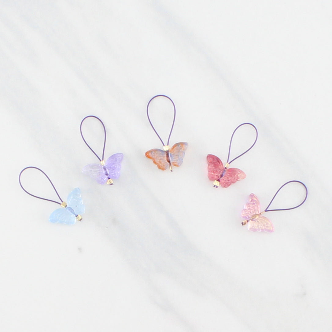 BUTTERFLY STITCH MARKER SETS FOR KNITTING - Purple Lamb