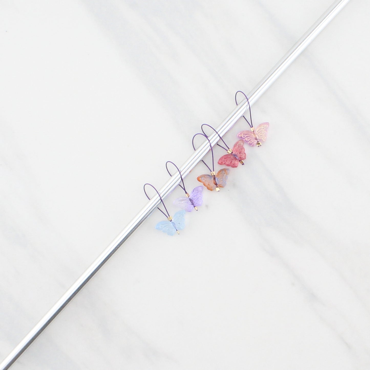 BUTTERFLY STITCH MARKER SETS FOR KNITTING - Purple Lamb