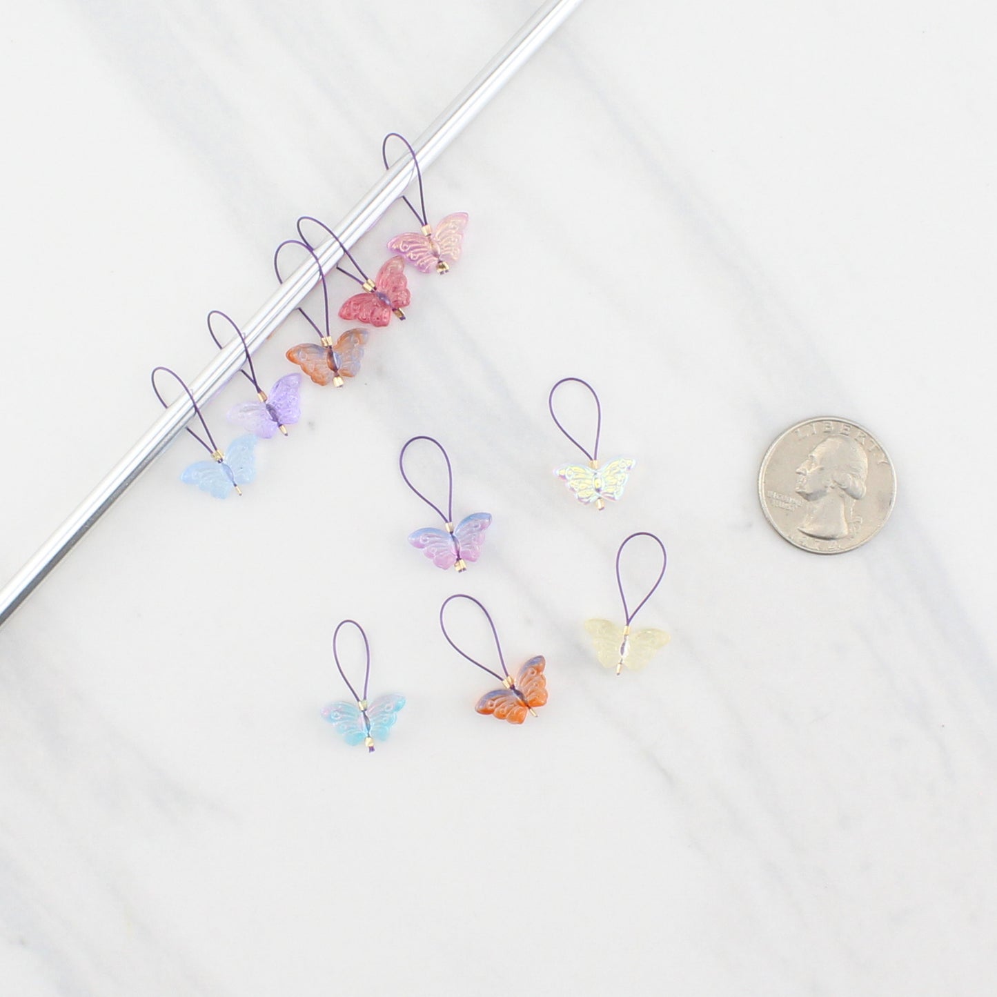 BUTTERFLY STITCH MARKER SETS FOR KNITTING - Purple Lamb