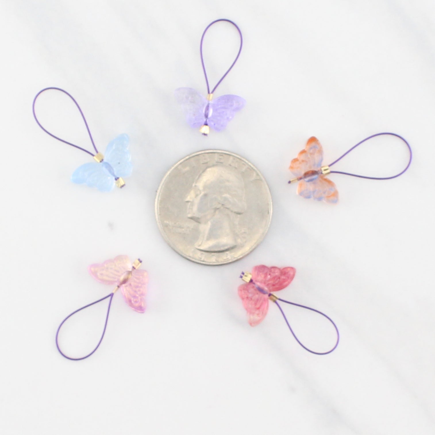 BUTTERFLY STITCH MARKER SETS FOR KNITTING - Purple Lamb