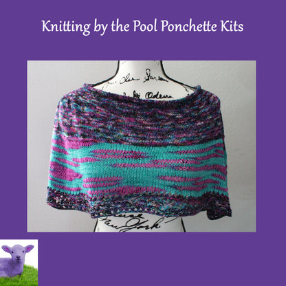 KNITTING BY THE POOL PONCHETTE KIT with Wisteria + Matcha Latte on Sparkly Merino Sock - Purple Lamb