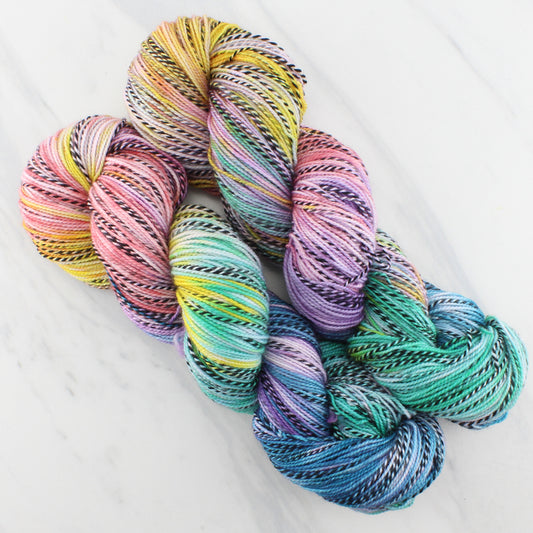 LIZZIE Hand-Dyed Yarn on Stained Glass Sock