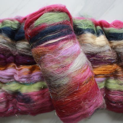 MIDSUMMER NIGHT'S DREAM Art Batt for Spinning and Felting - Purple Lamb