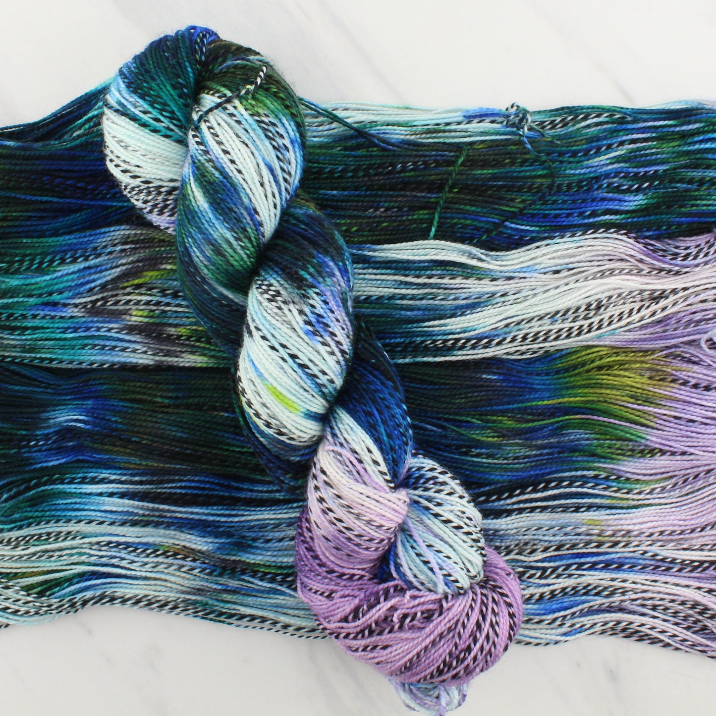 MONET'S WATER LILIES on Stained Glass Sock - Assigned Pooling Yarn - Purple Lamb