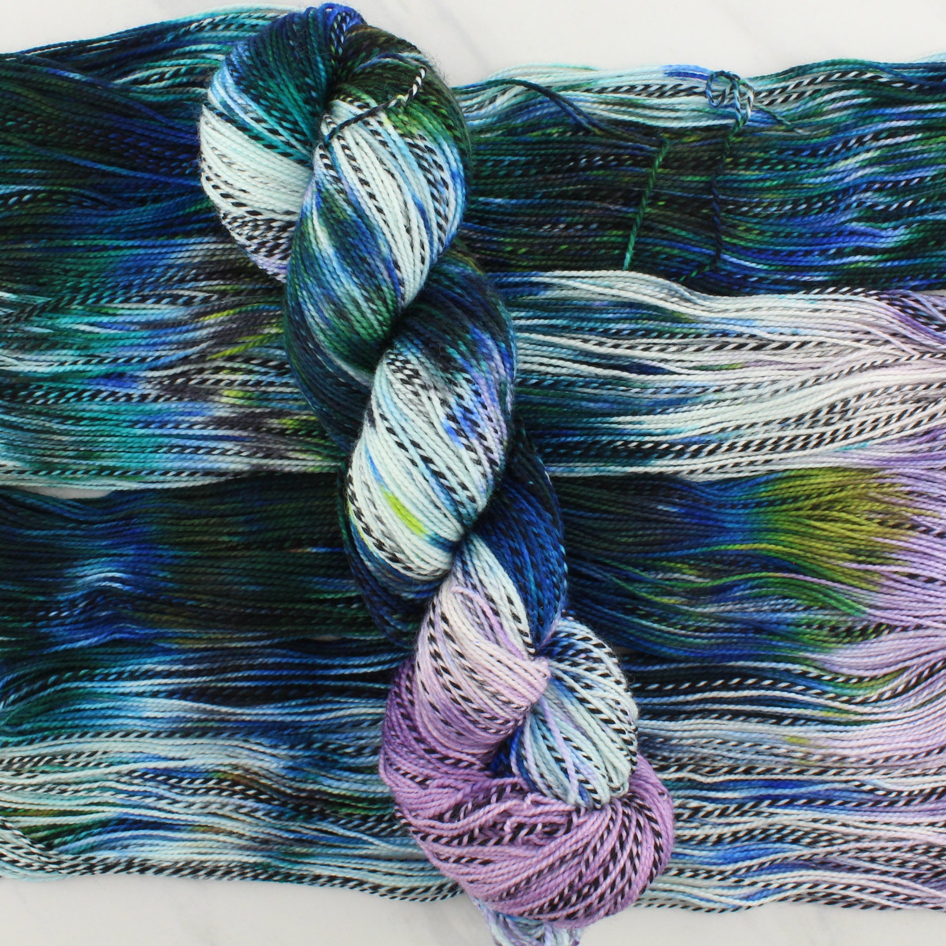 MONET'S WATER LILIES on Stained Glass Sock - Assigned Pooling Yarn - Purple Lamb