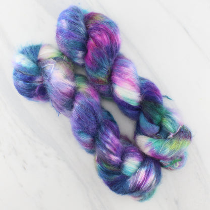 NORTHERN LIGHTS on Suri Lace Cloud- Hand-Dyed Yarn - Purple Lamb