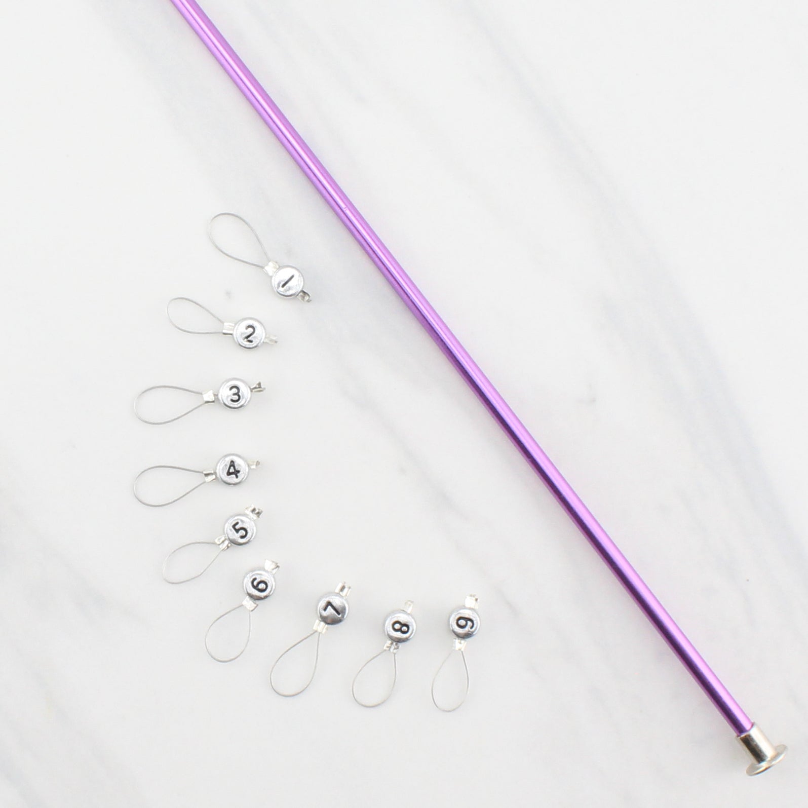 NUMBERED STITCH MARKER SETS FOR KNITTING - Purple Lamb