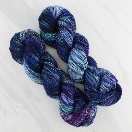 OCEAN AT NIGHT on Stained Glass Sock - Hand-Dyed Yarn - Purple Lamb