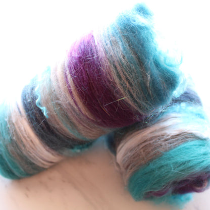 OCEAN AT NIGHT Art Batts to Spin or Felt - Purple Lamb