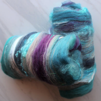 OCEAN AT NIGHT Art Batts to Spin or Felt - Purple Lamb