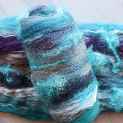 OCEAN AT NIGHT Art Batts to Spin or Felt - Purple Lamb