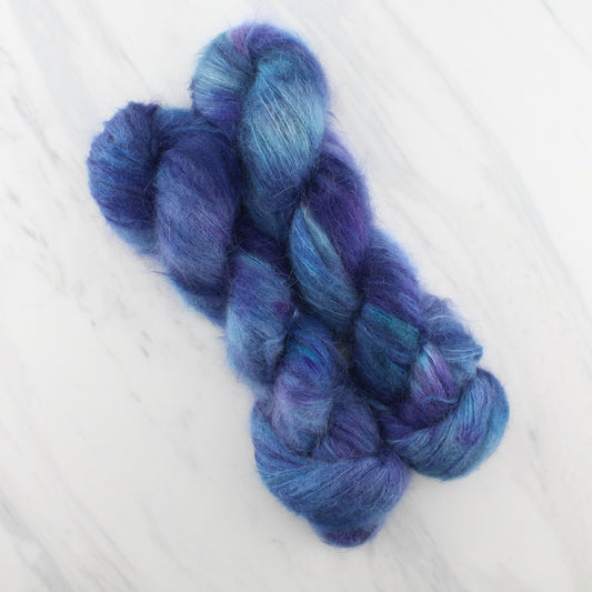 OCEAN AT NIGHT on Suri Lace Cloud- Hand-Dyed Yarn - Purple Lamb