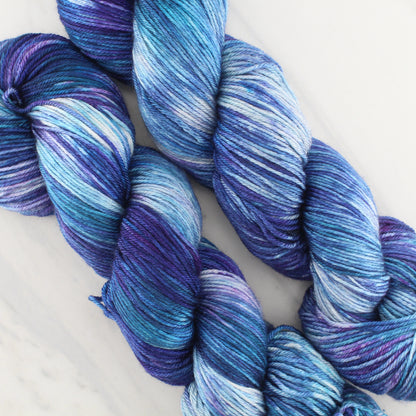 OCEAN AT NIGHT on So Silky Sock- Hand-Dyed Yarn - Purple Lamb