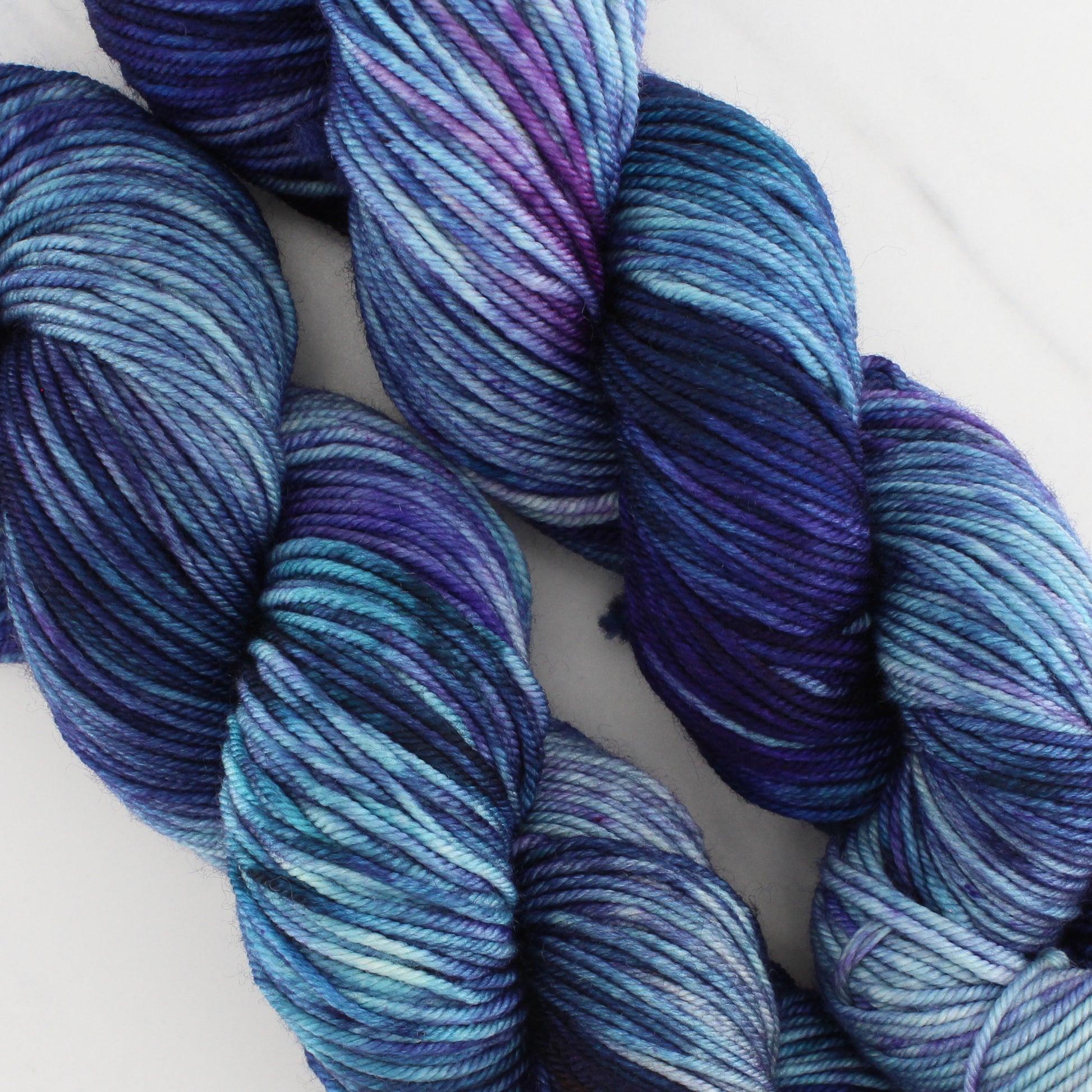 OCEAN AT NIGHT on Squoosh Worsted- Hand-Dyed Yarn - Purple Lamb