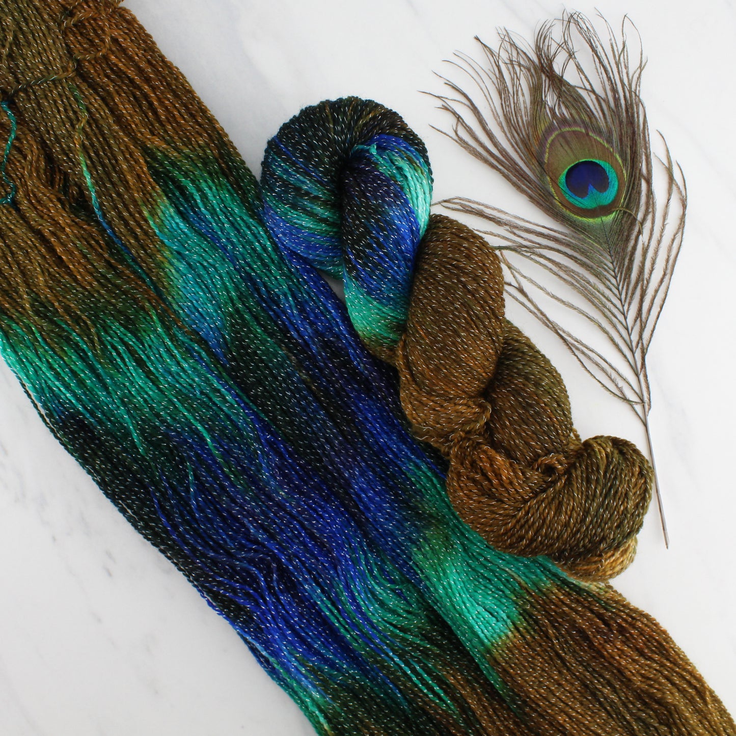 PEACOCK FEATHERS on Twinkle Sock - Assigned-Pooling Colorway