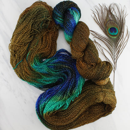 PEACOCK FEATHERS on Twinkle Sock - Assigned-Pooling Colorway