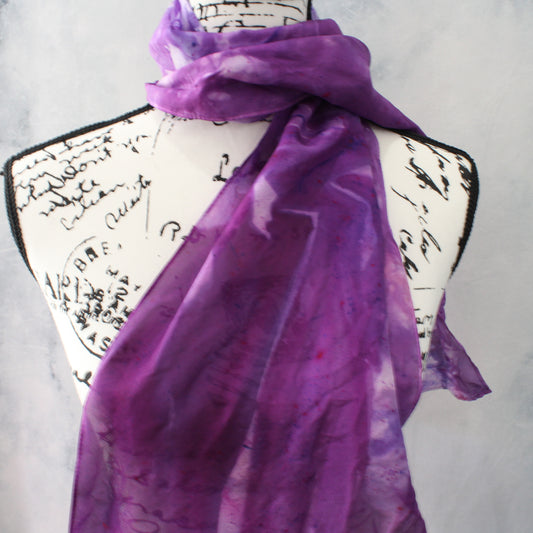 PURPLE DELIGHT Hand-Dyed Silk Scarf - 11 x 60 inches