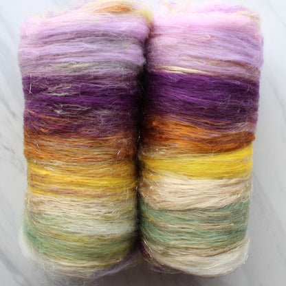 PURPLE IRIS Art Batts to Spin or Felt - Purple Lamb