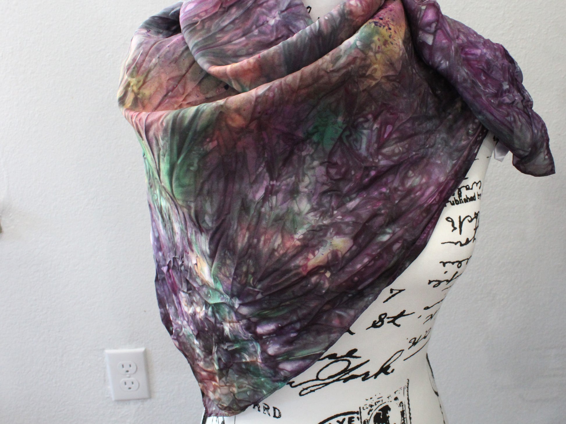 SMITTEN Hand-Dyed Silk Scarf - 35 x 35 inch square - Purple Lamb