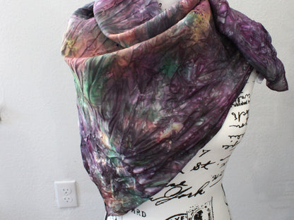 SMITTEN Hand-Dyed Silk Scarf - 35 x 35 inch square - Purple Lamb