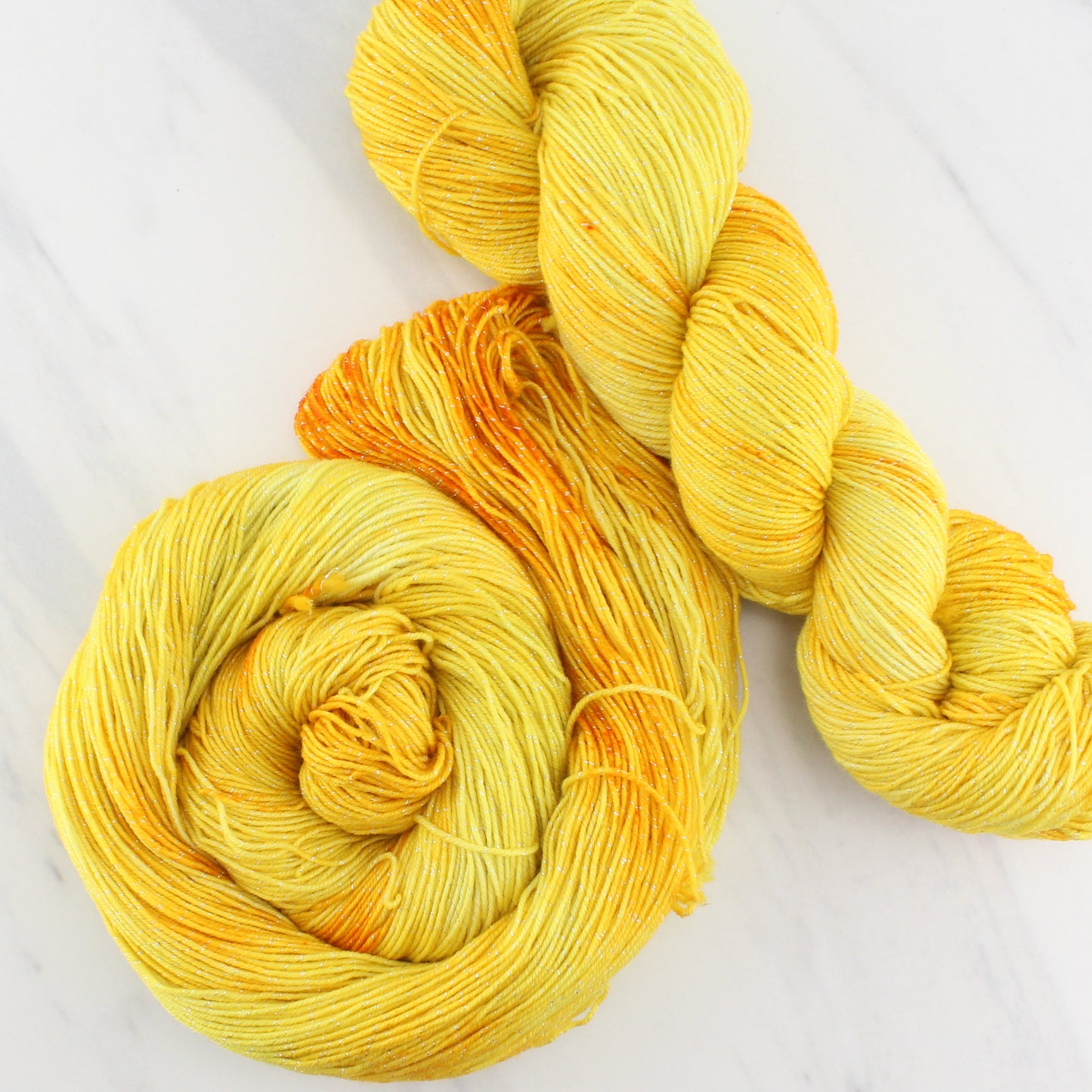 SUNFLOWER Hand-Dyed Yarn on Sparkly Merino Sock in Solidarity with Ukraine