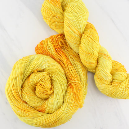 SUNFLOWER Hand-Dyed Yarn on Sparkly Merino Sock in Solidarity with Ukraine