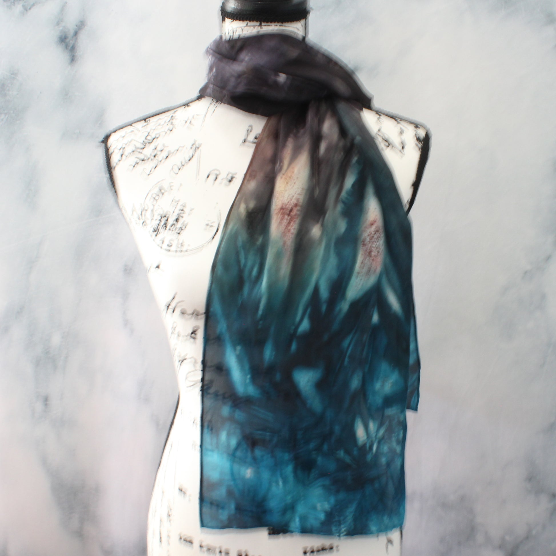 THE GREAT BLACK BULL Hand-Dyed Silk Scarf - 11 x 60 inches - Purple Lamb