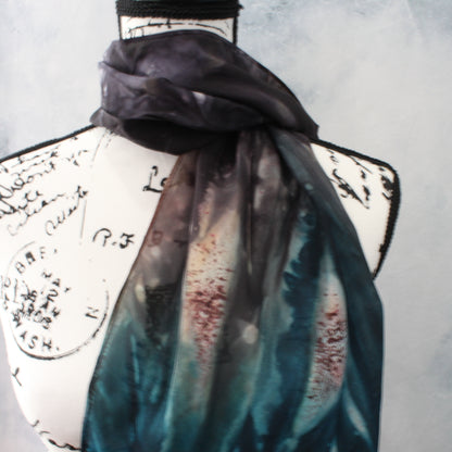 THE GREAT BLACK BULL Hand-Dyed Silk Scarf - 11 x 60 inches - Purple Lamb