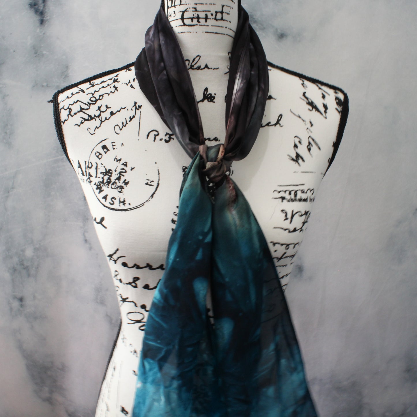 THE GREAT BLACK BULL Hand-Dyed Silk Scarf - 11 x 60 inches - Purple Lamb