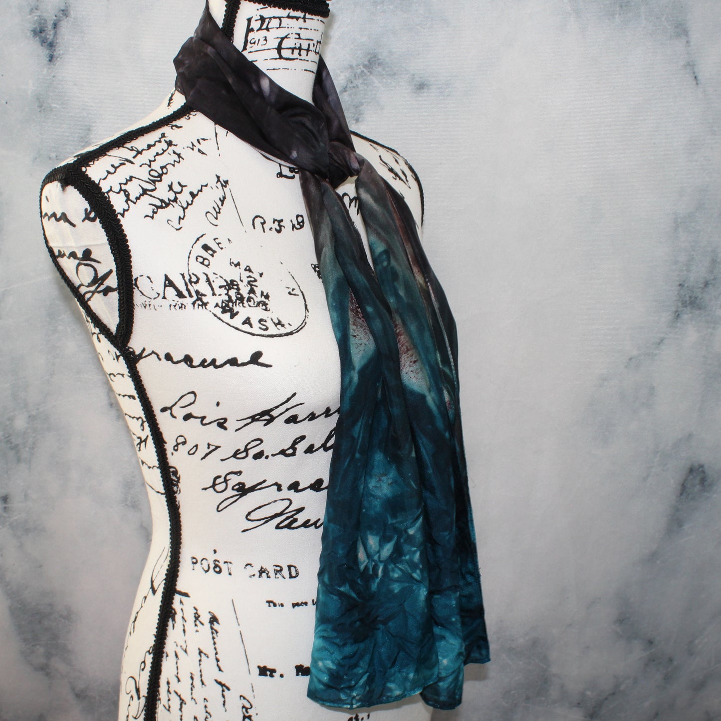 THE GREAT BLACK BULL Hand-Dyed Silk Scarf - 11 x 60 inches - Purple Lamb