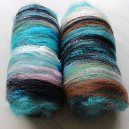 VAN GOGH'S ALMOND BLOSSOM Art Batts to Spin and Felt - Purple Lamb