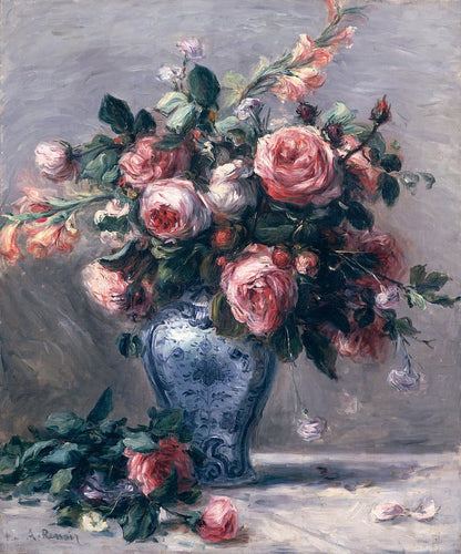 RENOIR'S VASE OF ROSES Art Batts to Spin and Felt