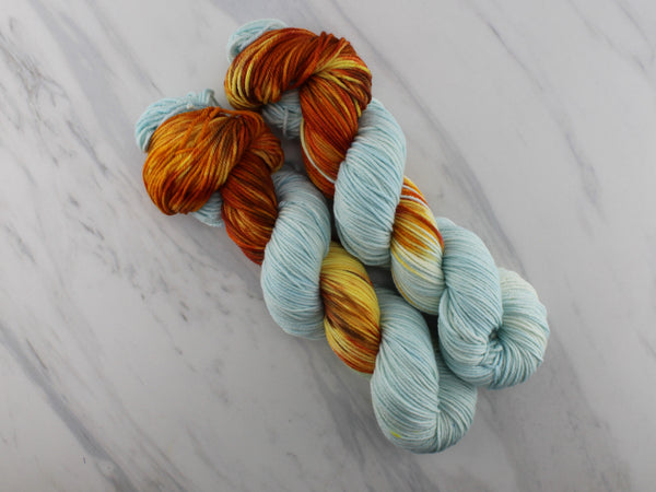 Campfire Sock Yarn, Hand Dyed Yarn, Orange and Gray Yarn, Indie